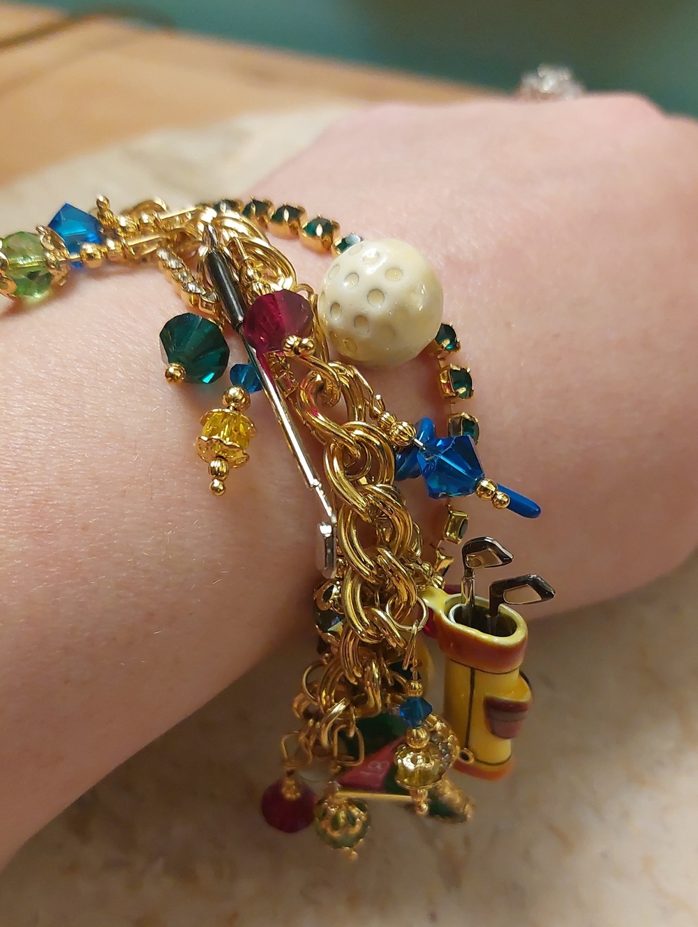 Lunch At The Ritz " Pro Lunch" Braclet 24kt Gold Plated Swarvoski Crystals - Picture 8 of 12